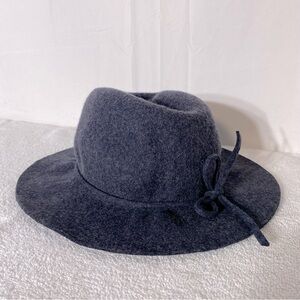 Le Chateau Dark Grey Wool Wide Brim Hat S/M
